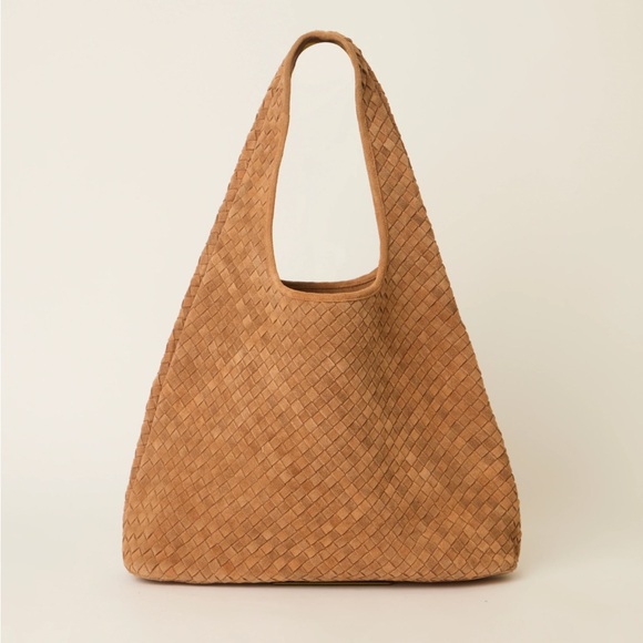 Btb Los Angeles Handbags - Chic Tan Woven Hobo Bag